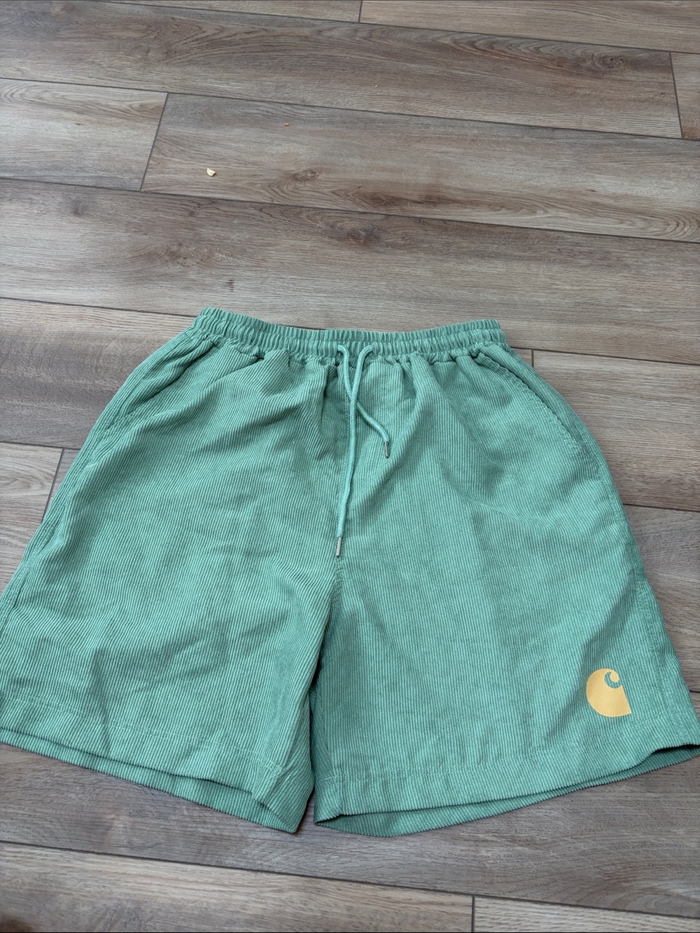Carhartt WIP Mint Green Corduroy Drawstring Men's Shorts